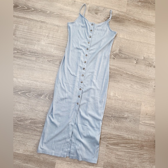 •FOREVER 21• BABY BLUE BUTTON DRESS - Picture 1 of 5